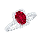 Rosec Jewels-Oval Cut Lab Created Ruby and Diamond Halo Engagement Ring
