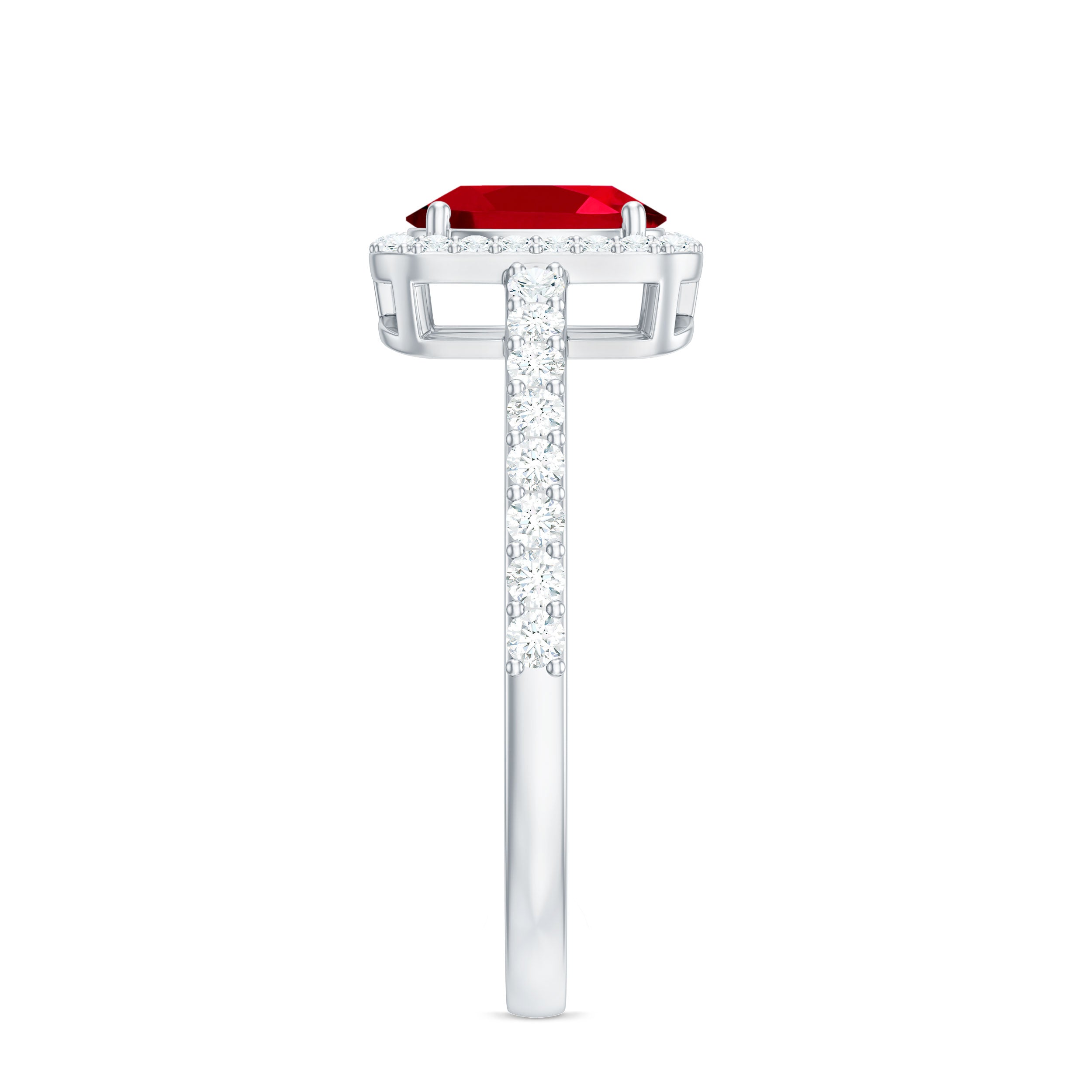 Rosec Jewels-Oval Cut Lab Created Ruby and Diamond Halo Engagement Ring