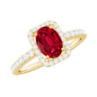 Rosec Jewels-Oval Cut Lab Created Ruby and Diamond Halo Engagement Ring