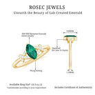 3/4 CT Marquise Cut Created Emerald Solitaire Ring with Diamond Lab Created Emerald - ( AAAA ) - Quality - Rosec Jewels