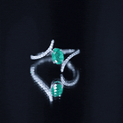 Oval Shaped Emerald Bypass Engagement Ring with Diamonds AAA - Rosec Jewels