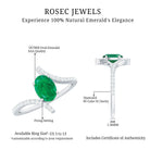 Oval Shaped Emerald Bypass Engagement Ring with Diamonds AAA - Rosec Jewels