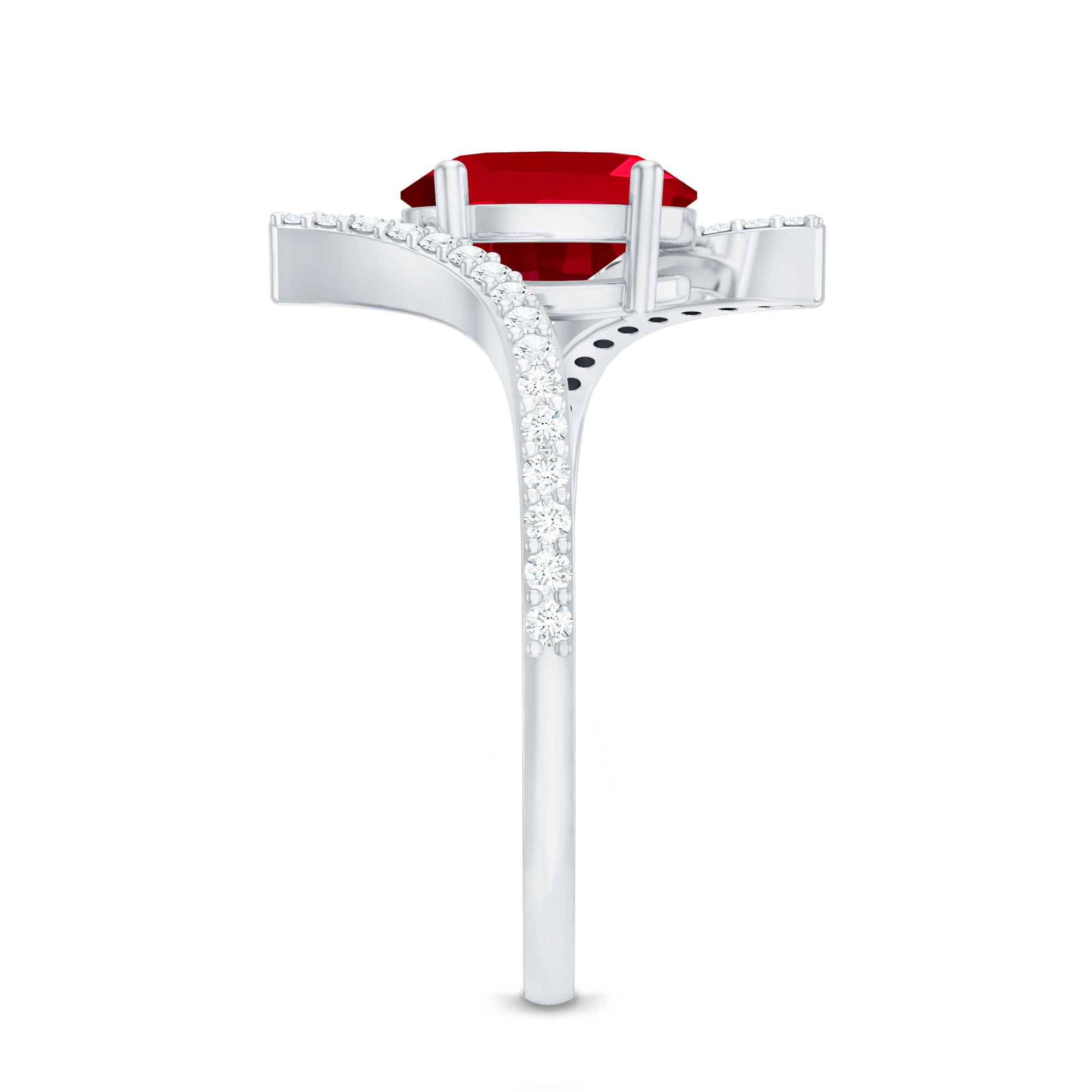 Rosec Jewels-Oval Lab Created Ruby and Diamond Bypass Engagement Ring