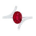 Rosec Jewels-Oval Lab Created Ruby and Diamond Bypass Engagement Ring