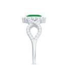 Natural Marquise Emerald Diamond Halo Engagement Ring with Crossover Shank AAA - Rosec Jewels