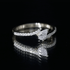 Tilted Pear Shape Simulated Diamond Bypass Promise Ring AAAA - Rosec Jewels