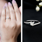 Tilted Pear Shape Simulated Diamond Bypass Promise Ring AAAA - Rosec Jewels