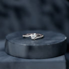 Tilted Pear Shape Simulated Diamond Bypass Promise Ring AAAA - Rosec Jewels