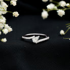 Tilted Pear Shape Simulated Diamond Bypass Promise Ring AAAA - Rosec Jewels