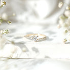 Tilted Pear Shape Simulated Diamond Bypass Promise Ring AAAA - Rosec Jewels