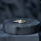 Tilted Pear Shape Simulated Diamond Bypass Promise Ring AAAA - Rosec Jewels
