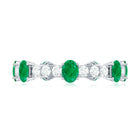 Natural Oval Emerald Diamond Eternity Marriage Anniversary Ring AAA - Rosec Jewels