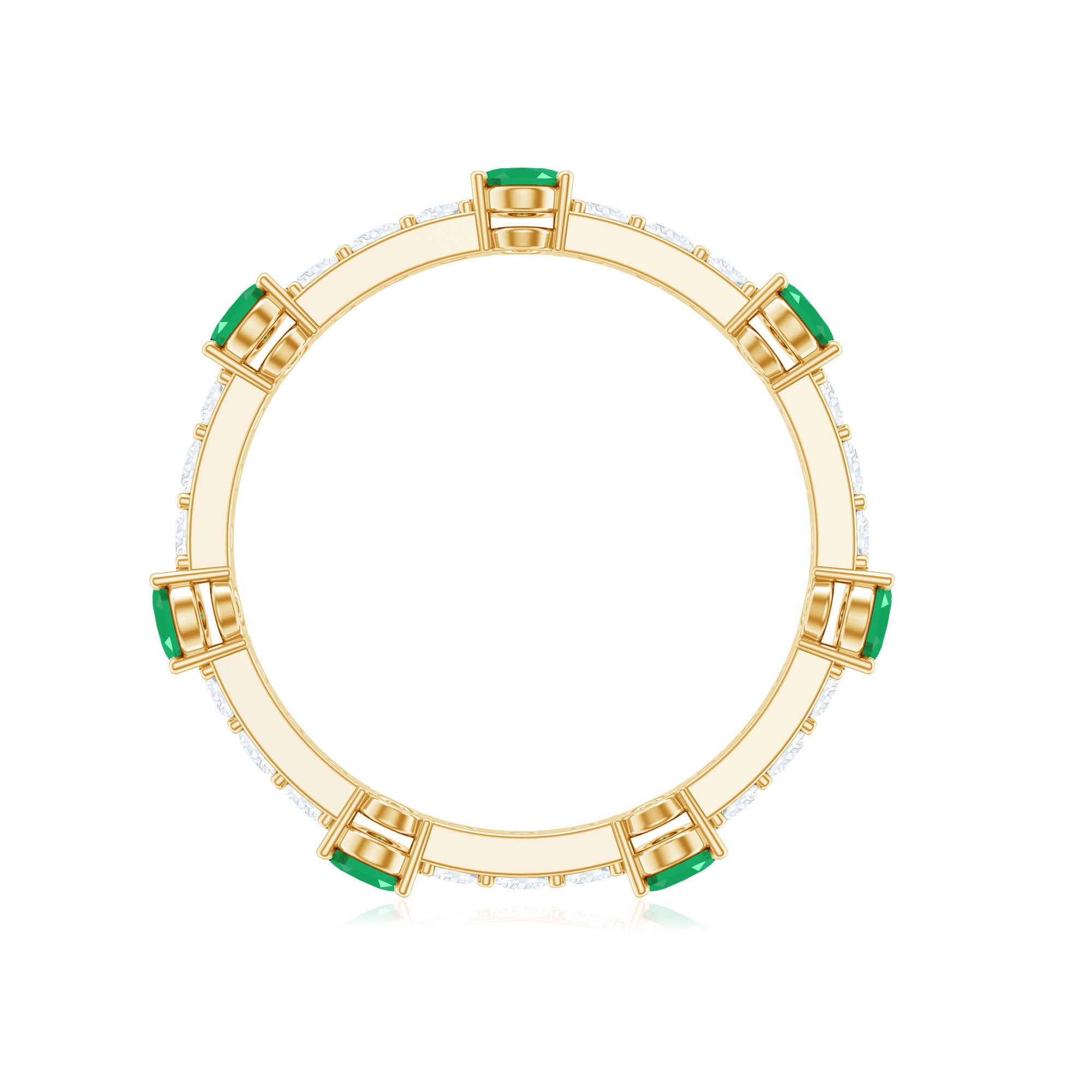 Natural Oval Emerald Diamond Eternity Marriage Anniversary Ring AAA - Rosec Jewels