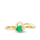 Certified Natural Emerald Heart Promise Ring with Diamond AAA - Rosec Jewels
