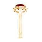 8MM Lab Grown Ruby Round Halo Engagement Ring AAAA - Rosec Jewels