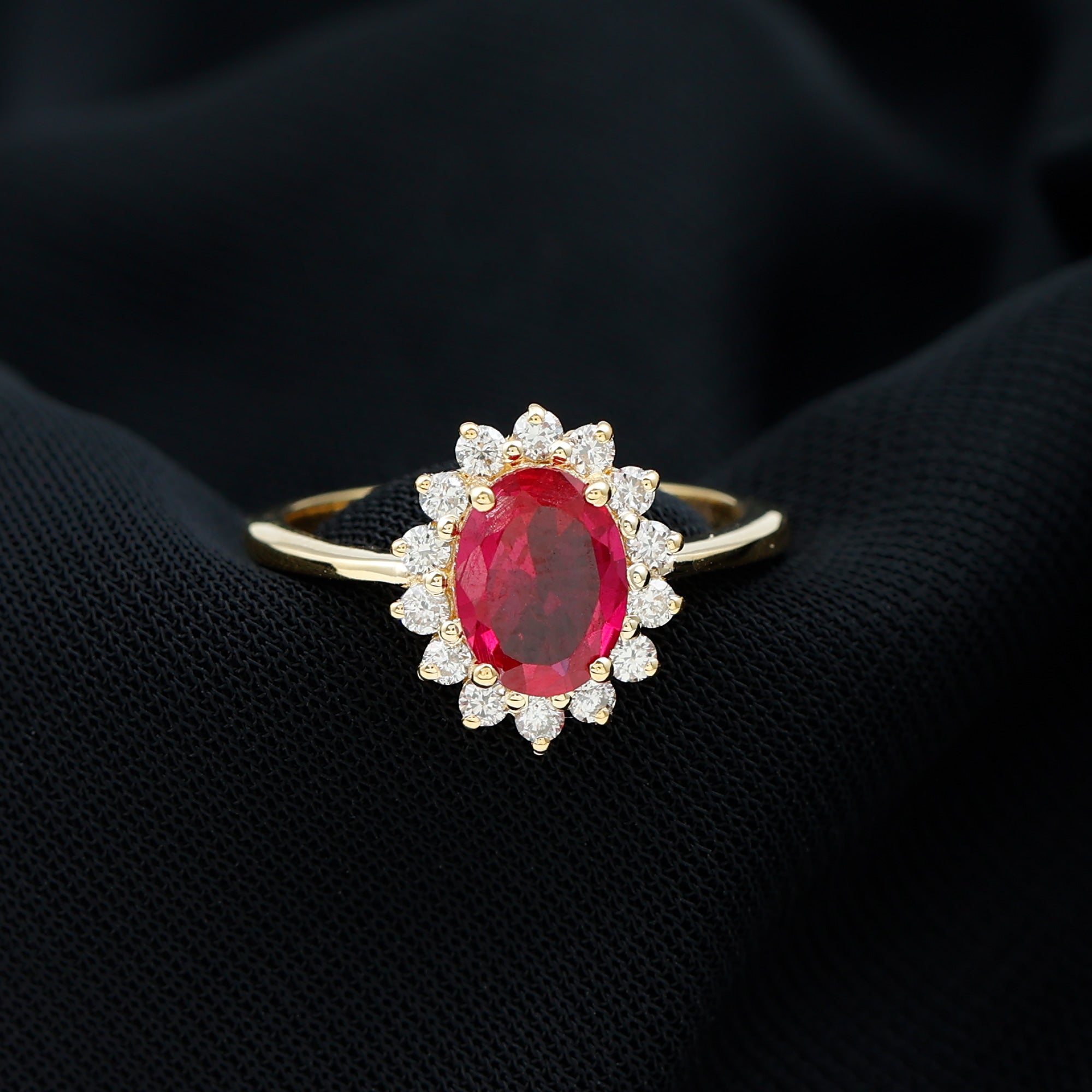 1.50 CT Princess Diana Inspired Created Ruby and Diamond Ring Lab Created Ruby - ( AAAA ) - Quality - Rosec Jewels