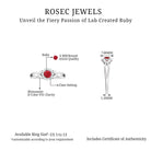 Created Ruby and Moissanite Flower Engagement Ring in Split Shank Lab Created Ruby - ( AAAA ) - Quality - Rosec Jewels