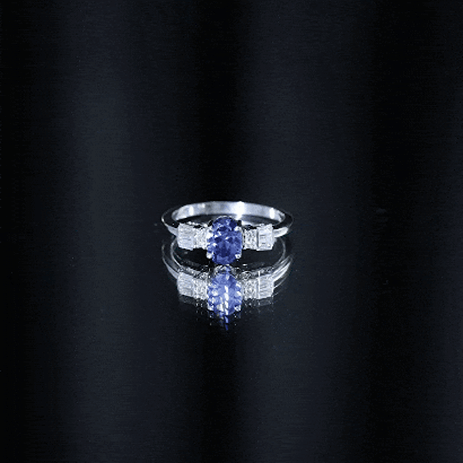 Certified 1 Carat Lab Grown Blue Sapphire Oval Engagement Ring with Diamond AAAA - Rosec Jewels