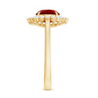 Round Lab Created Ruby and Diamond Halo Engagement Ring AAAA - Rosec Jewels