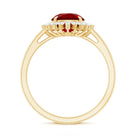 Round Lab Created Ruby and Diamond Halo Engagement Ring AAAA - Rosec Jewels