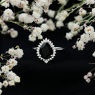 Certified 4.8 Carat Lab Grown Black Diamond Pear Shaped Engagement Ring with White Diamond Halo AAAA ( Synthetic ) - Rosec Jewels