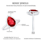 Lab Ruby Teardrop Engagement Ring with Diamond Halo AAAA - Rosec Jewels
