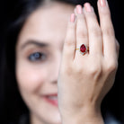 Lab Ruby Teardrop Engagement Ring with Diamond Halo AAAA - Rosec Jewels