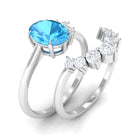 Swiss Blue Topaz and Diamond Engagement Enhancer Ring Set Swiss Blue Topaz - ( AAA ) - Quality - Rosec Jewels