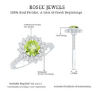 Certified Real 2 Carat Peridot Statement Engagement Ring AAA - Rosec Jewels