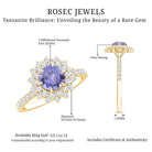 Natural Tanzanite Diamond Engagement Ring with Double Halo AAA - Rosec Jewels