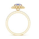 Natural Tanzanite Diamond Engagement Ring with Double Halo AAA - Rosec Jewels