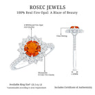Round Fire Opal Statement Engagement Ring with Moissanite AAA - Rosec Jewels