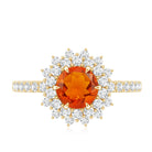 Round Fire Opal Statement Engagement Ring with Moissanite AAA - Rosec Jewels
