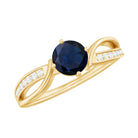 Rosec Jewels-Real 0.95 Carat Round Blue Sapphire Infinity Engagement Ring with Diamond