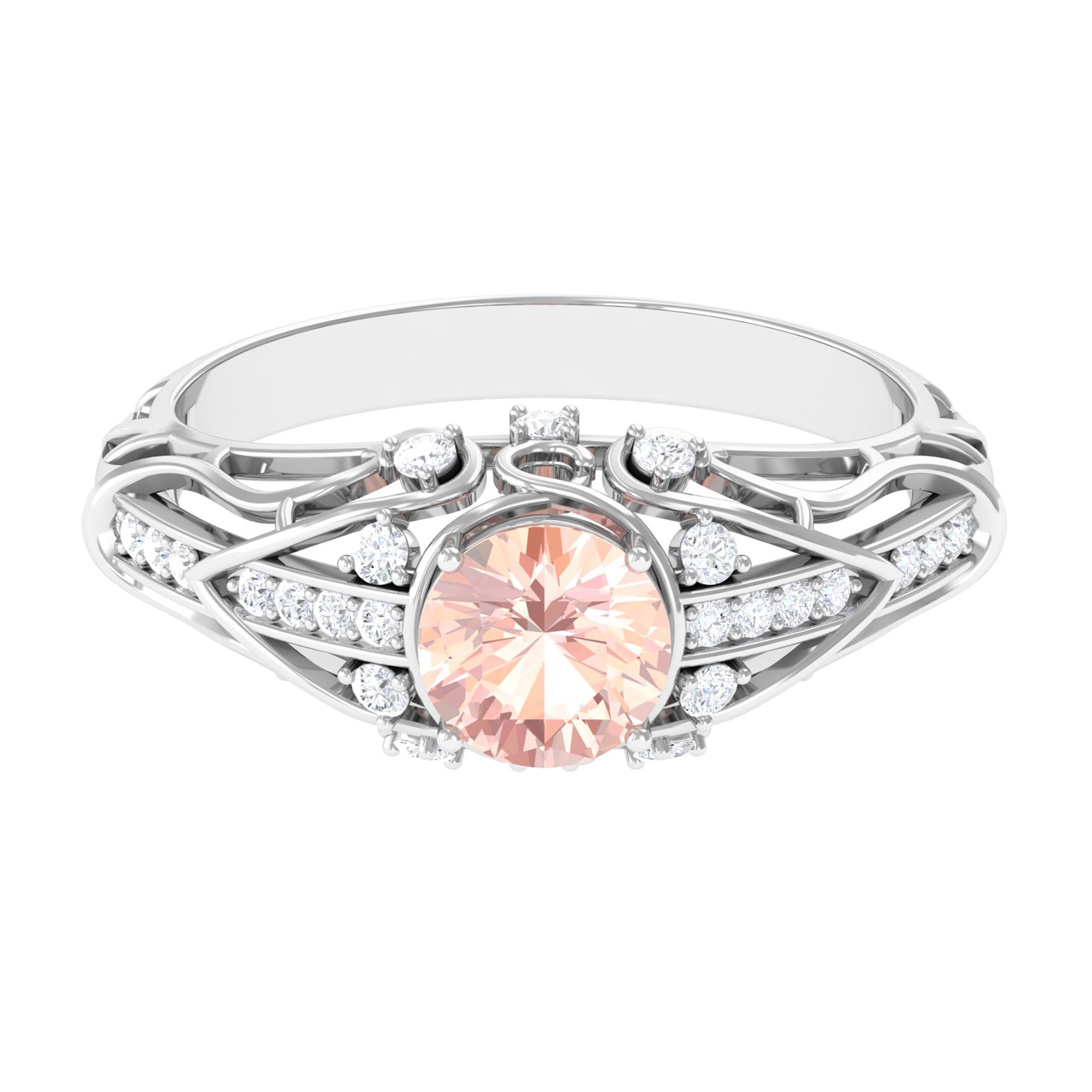 1.25 CT Vintage Morganite Engagement Ring with Diamond Morganite - ( AAA ) - Quality - Rosec Jewels