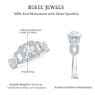 Rosec Jewels-Vintage Inspired Moissanite Halo Engagement Ring with Certificate