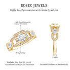 Rosec Jewels-Vintage Inspired Moissanite Halo Engagement Ring with Certificate