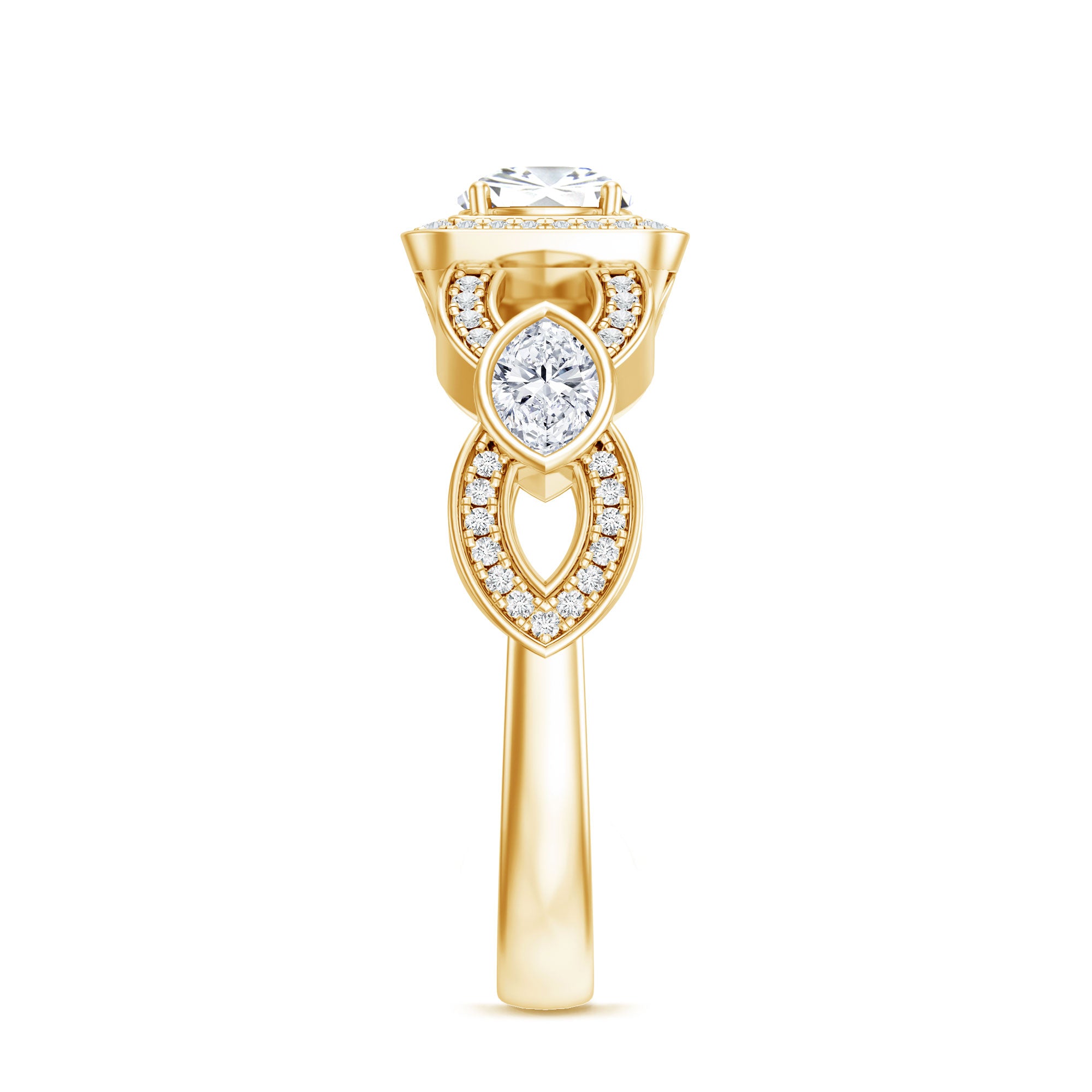 Rosec Jewels-Vintage Inspired Moissanite Halo Engagement Ring with Certificate