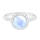 1.75 CT Round Moonstone Halo Engagement Ring with Diamond Moonstone - ( AAA ) - Quality - Rosec Jewels