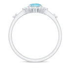 Genuine 0.8 Carat Aquamarine and Diamond Halo Engagement Ring AAA - Rosec Jewels
