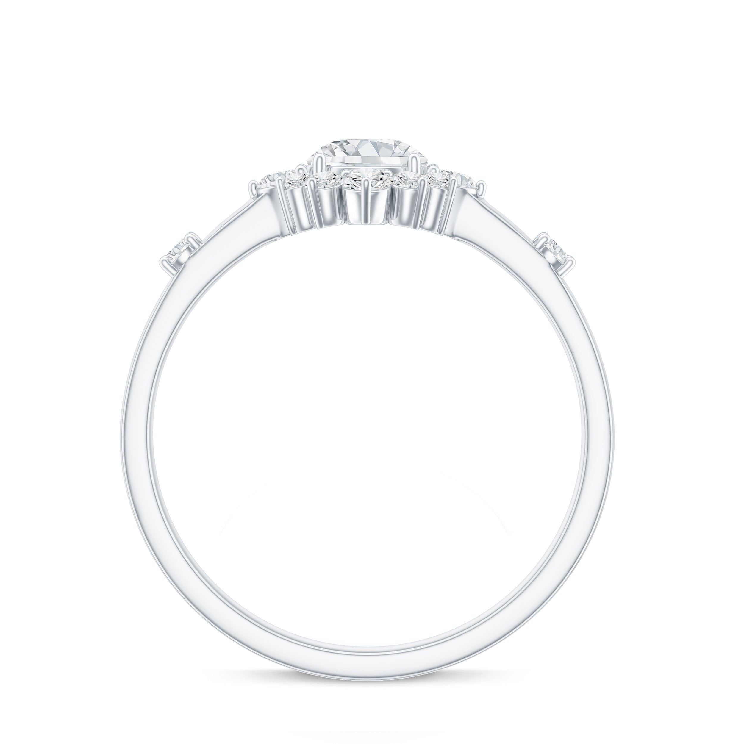 Rosec Jewels-Round Moissanite Engagement Ring with Halo