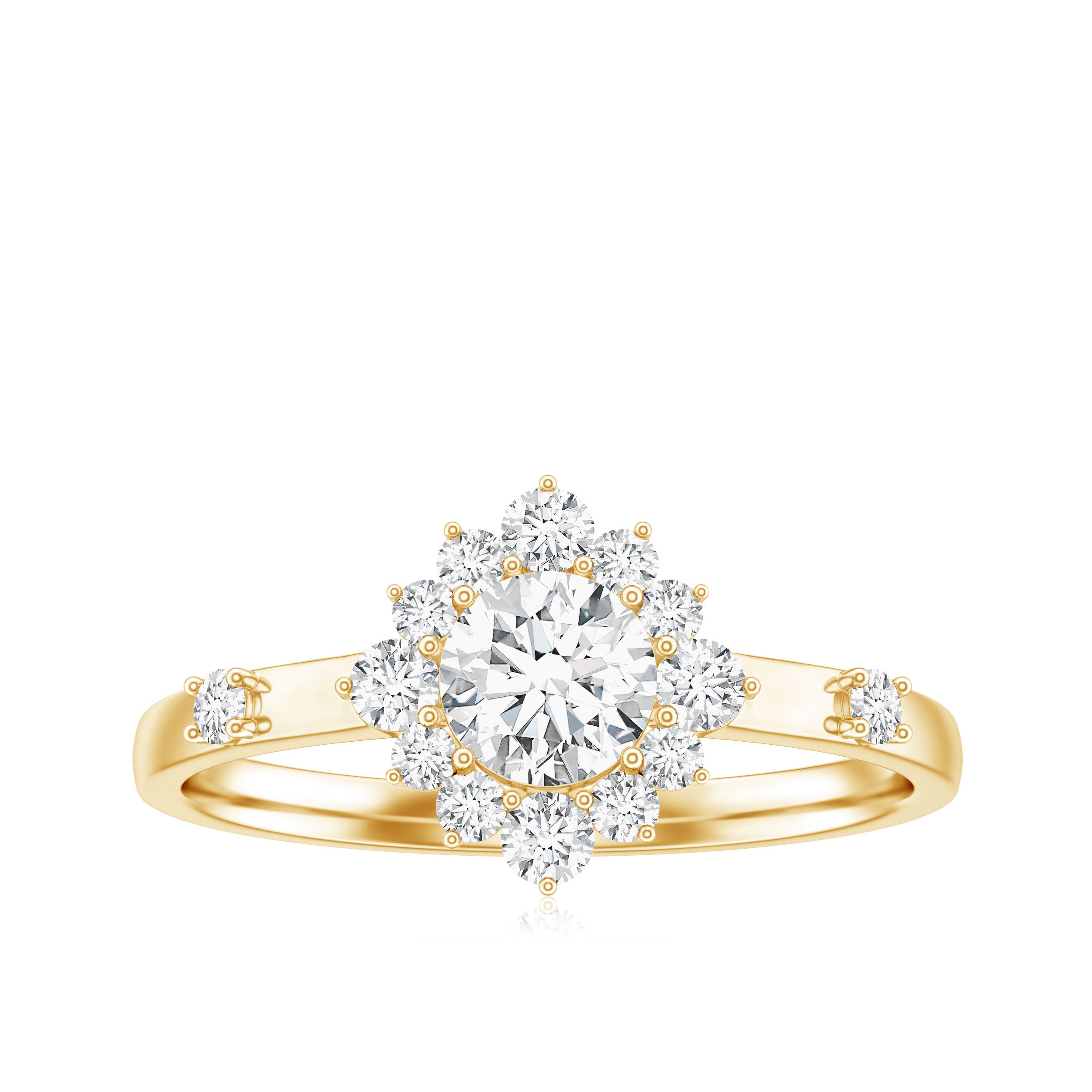 Rosec Jewels-Round Moissanite Engagement Ring with Halo