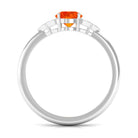 3/4 CT Orange Sapphire Engagement Ring with Diamond Trio Orange Sapphire - ( AAA ) - Quality - Rosec Jewels