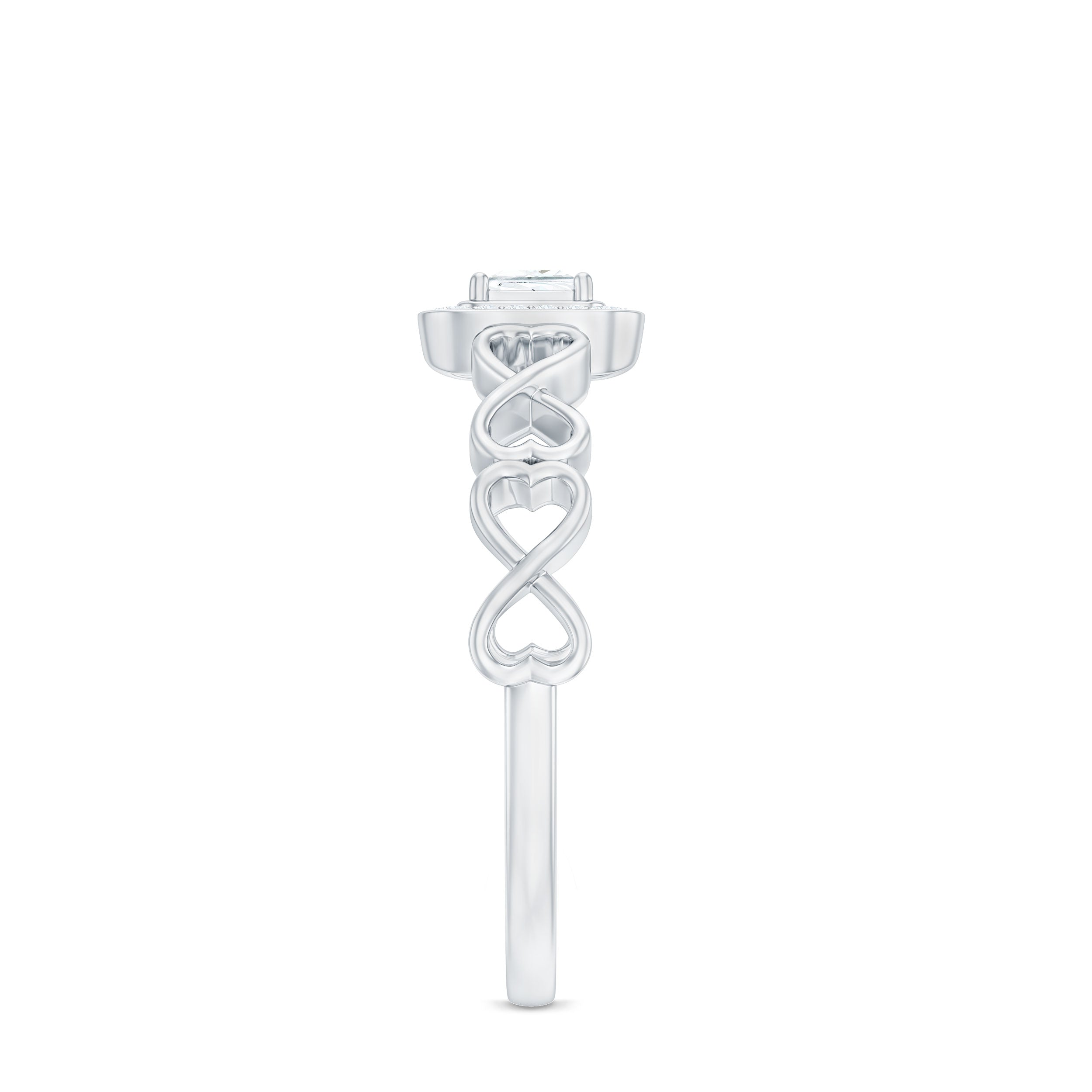 Certified Princess Cut Moissanite Infinity Engagement Ring D-VS1 - Rosec Jewels