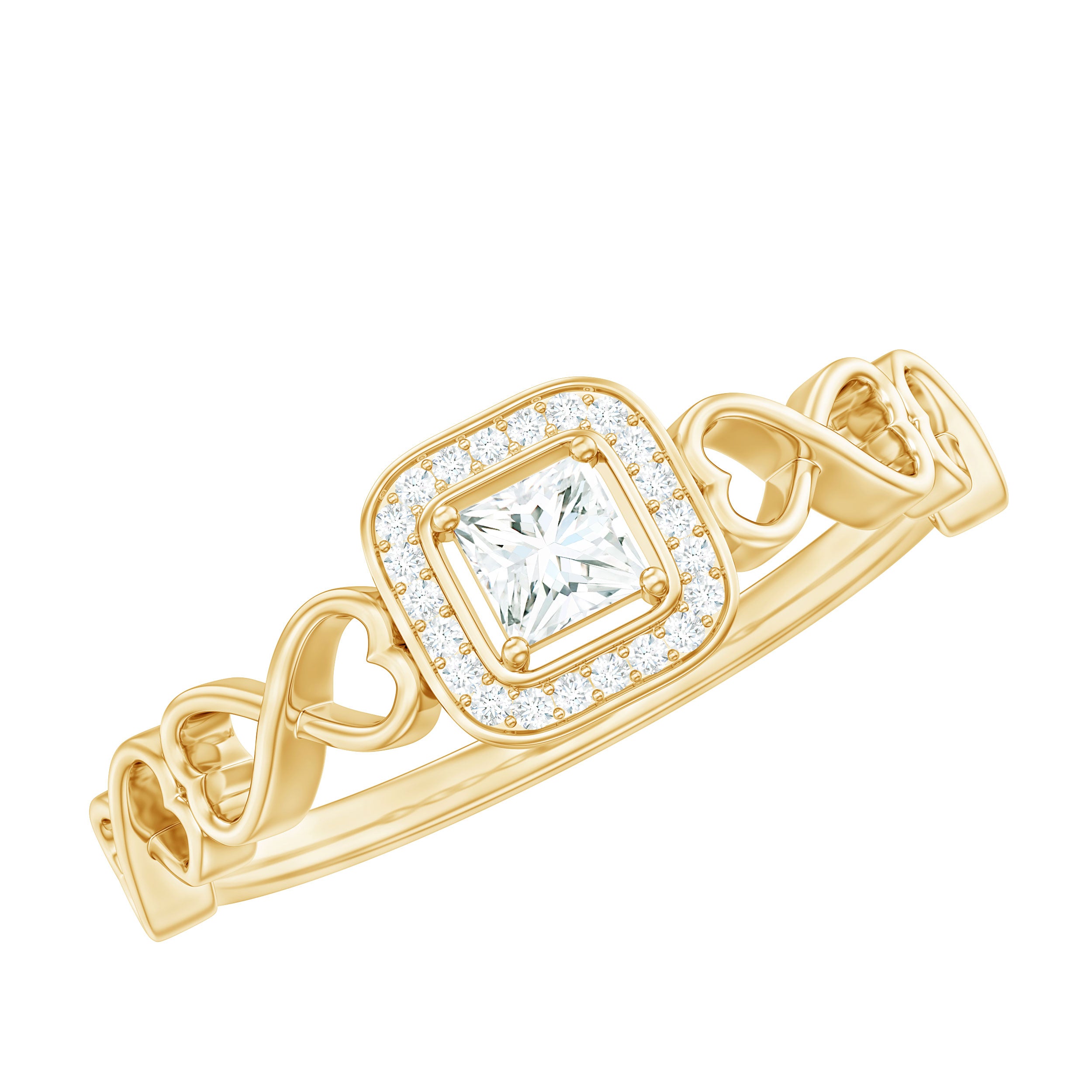 Certified Princess Cut Moissanite Infinity Engagement Ring D-VS1 - Rosec Jewels