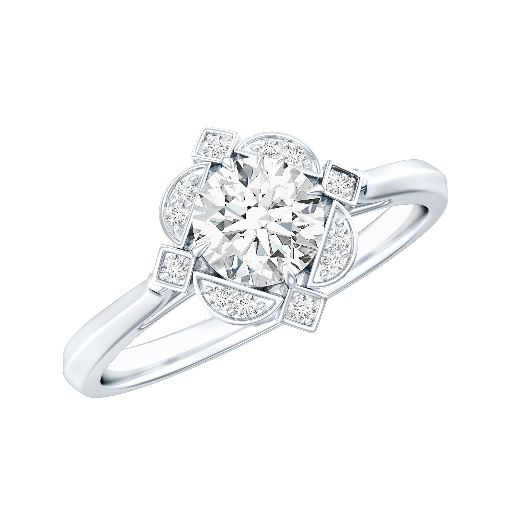 Rosec Jewels-Vintage Inspired Moissanite Engagement Ring With Certificate