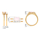 Octagon Cut Rose Quartz Contemporary Wedding Ring Set with Diamond Rose Quartz - ( AAA ) - Quality - Rosec Jewels