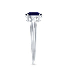 Oval Shape Real Blue Sapphire Solitaire Ring with Diamond AAA - Rosec Jewels