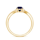 Oval Shape Real Blue Sapphire Solitaire Ring with Diamond AAA - Rosec Jewels