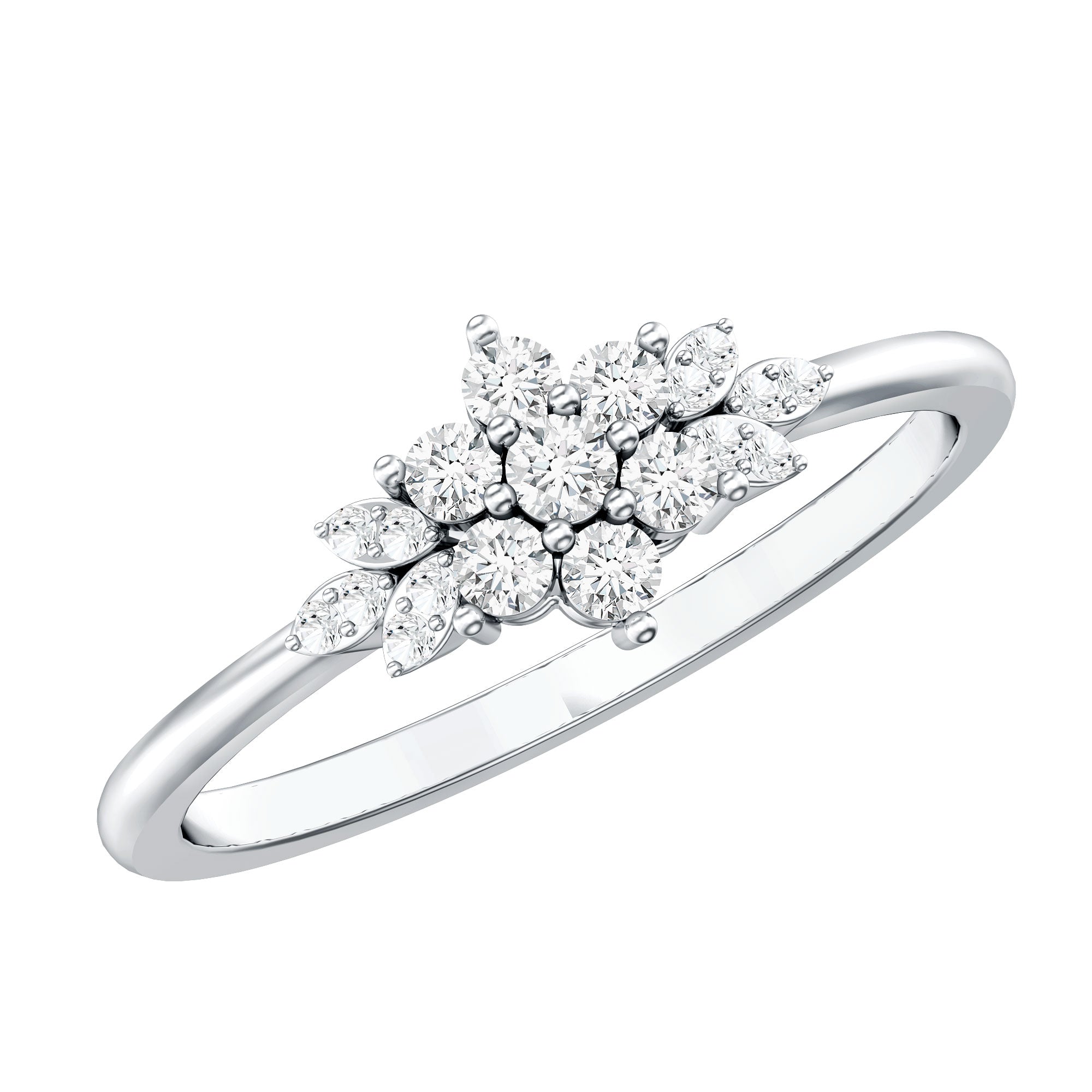 Rosec Jewels-Certified Moissanite Flower Cluster Ring for Women